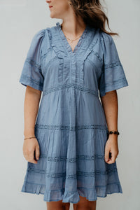 Milene S Voile Dress Smoke Blue - Bij Keesje - Neo Noir - jurk