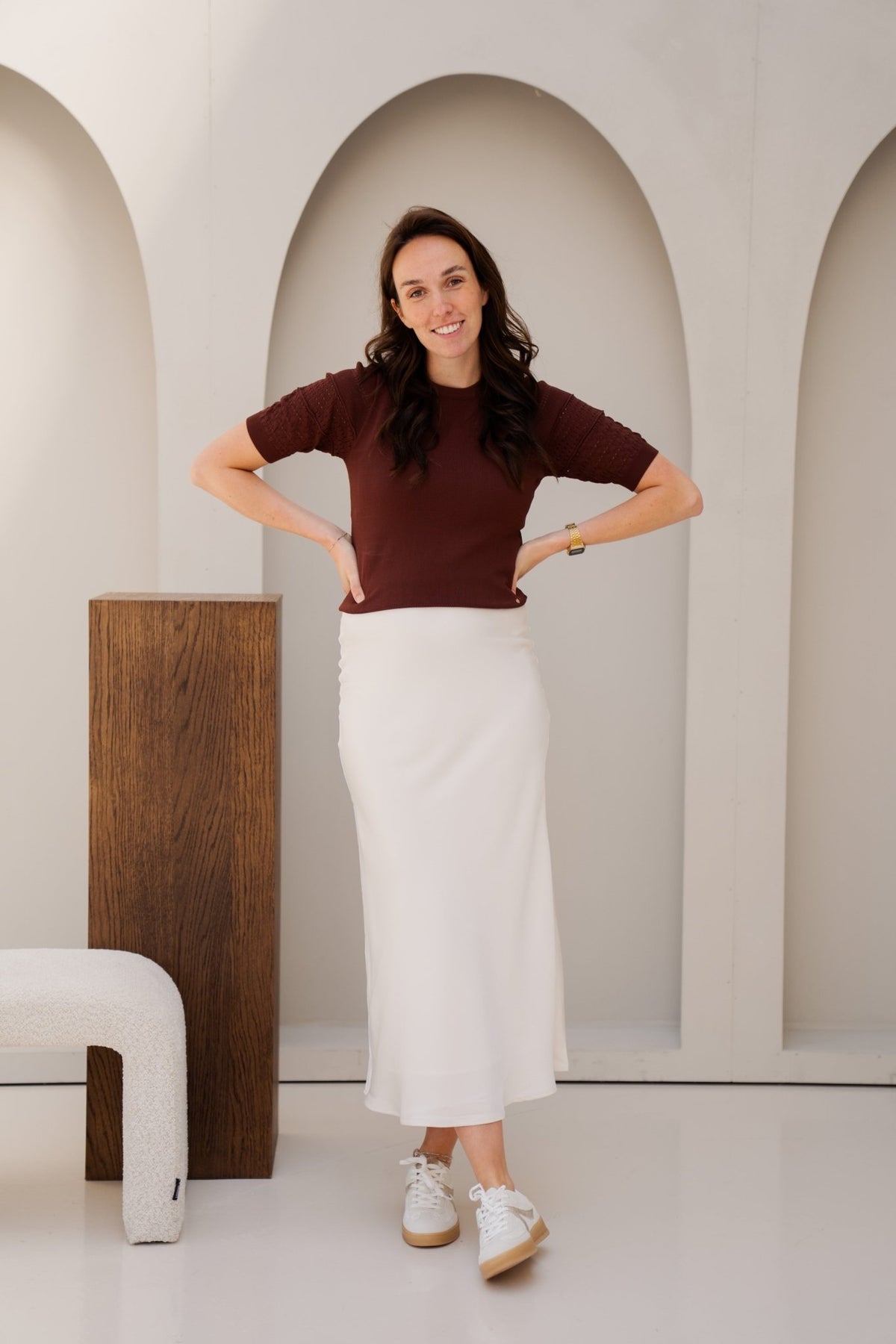 Millie top kanten mouw bruin - Bij Keesje - Bij - Keesje - Top