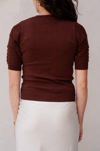 Millie top kanten mouw bruin - Bij Keesje - Bij - Keesje - Top