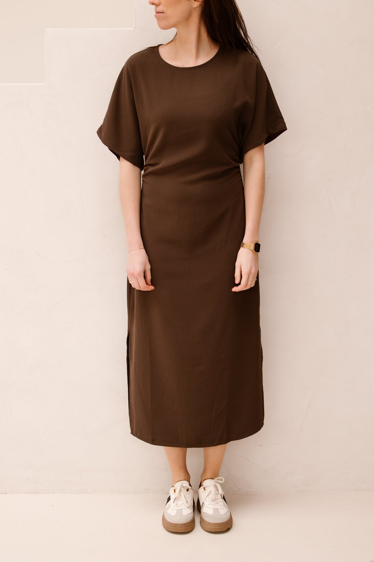 Miloine drape dress dark brown - Bij Keesje - Neo Noir - Blouse