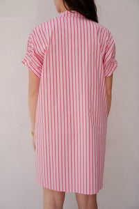 Milou streep jurkje roze/rood - Bij Keesje - Bij Keesje - Jurk