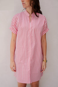 Milou streep jurkje roze/rood - Bij Keesje - Bij Keesje - Jurk