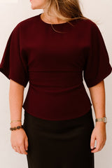 Miriel Drape Blouse Plum - Bij Keesje - Neo Noir - Blouse