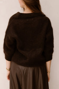 Mohair polo top brown - Bij Keesje - Bij Keesje