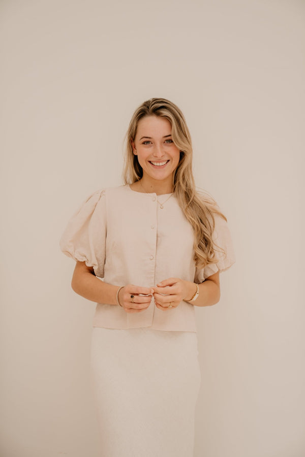 Moisa Linen Blouse Sand - Bij Keesje - Neo Noir - Blouse