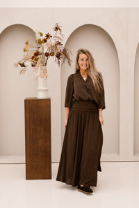 Morien Woven Maxi Skirt Dark Brown - Bij Keesje - Neo Noir - Rok