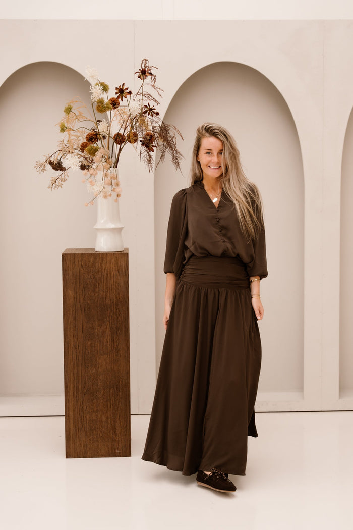 Morien Woven Maxi Skirt Dark Brown - Bij Keesje - Neo Noir - Rok