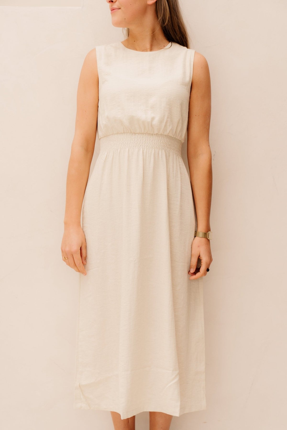 MSCHDaria SL V Dress Sand Melange - Bij Keesje - MSCH Copenhagen - Jurk