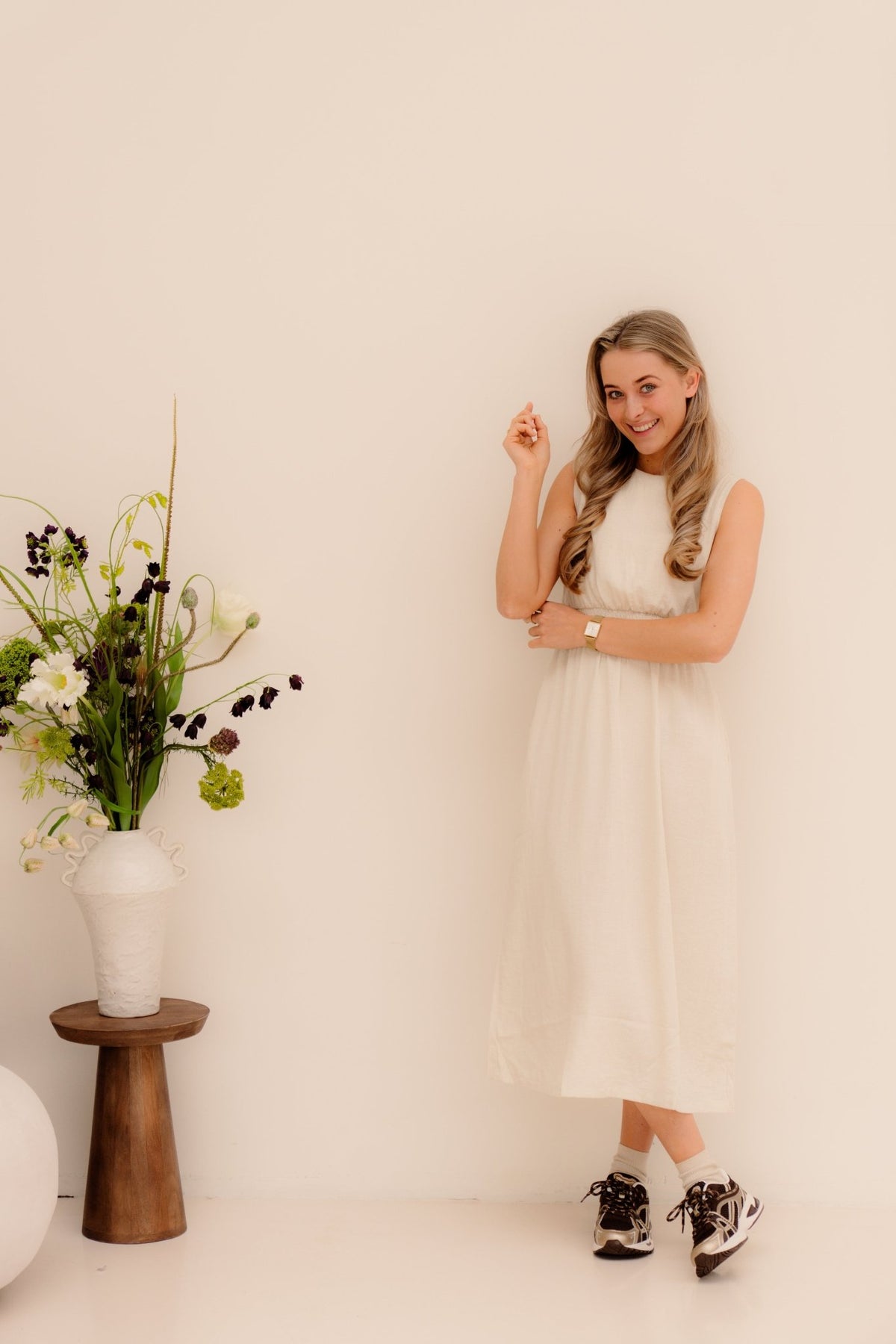 MSCHDaria SL V Dress Sand Melange - Bij Keesje - MSCH Copenhagen - Jurk