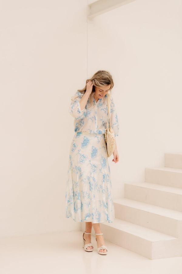 MSCHEvangelia 3/4 Top Blue Flower - Bij Keesje - MSCH Copenhagen - Top