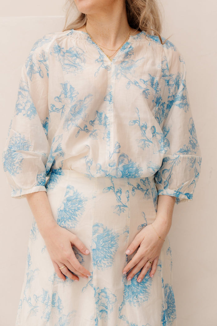 MSCHEvangelia 3/4 Top Blue Flower - Bij Keesje - MSCH Copenhagen - Top