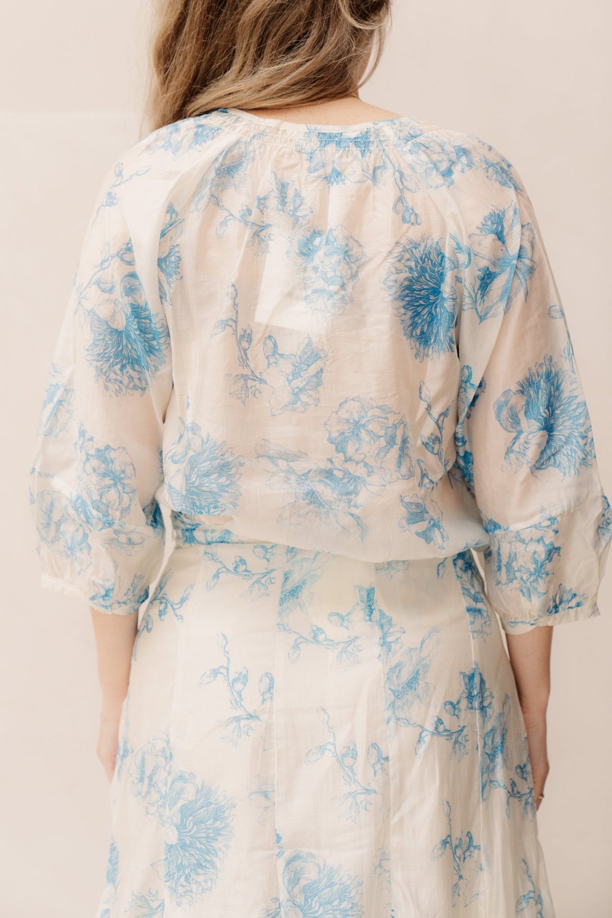 MSCHEvangelia 3/4 Top Blue Flower - Bij Keesje - MSCH Copenhagen - Top