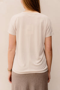 MSCHFenya Modal V Neck Tee Oatmeal - Bij Keesje - MSCH Copenhagen - top