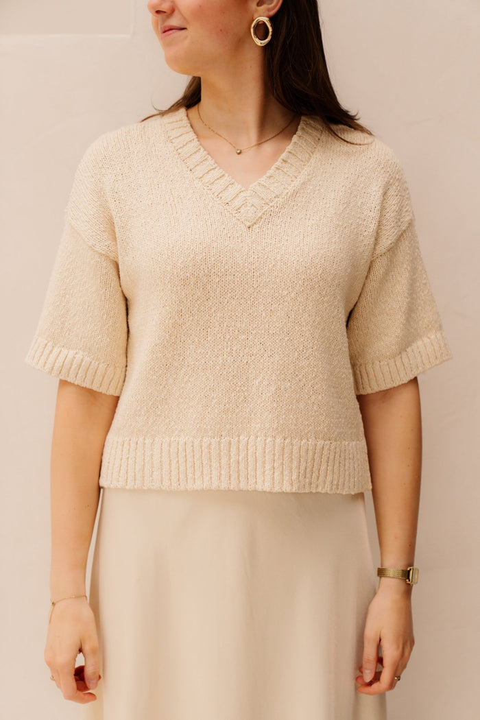 MSCHHannalie 2/4 V Pullover Bleached sand - Bij Keesje - MSCH Copenhagen - Trui