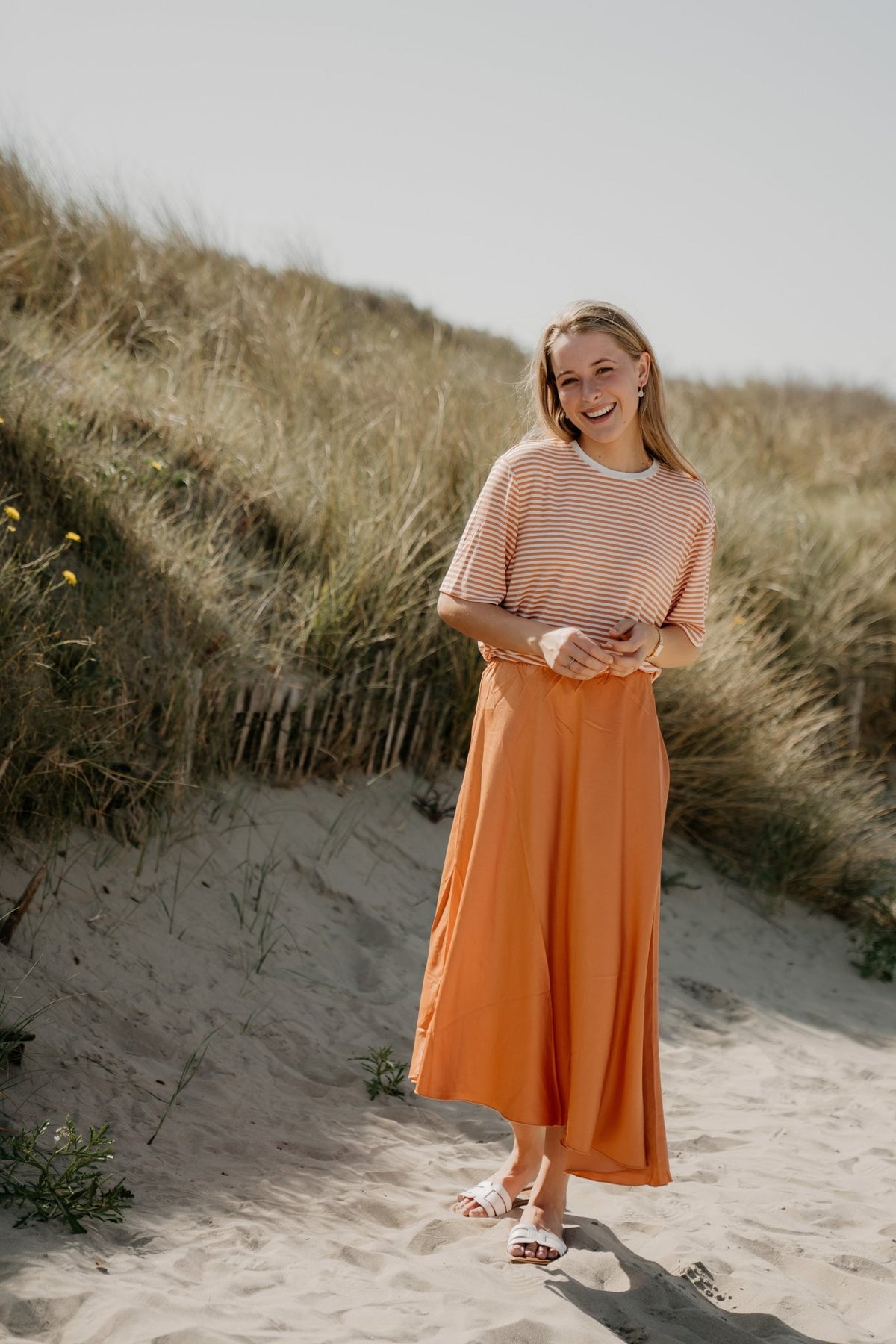MSCHJana Tee Stp Egret/Caramel - Bij Keesje - MSCH Copenhagen - Top