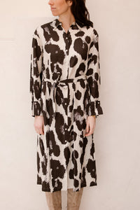 MSCHKaralie Jusia Shirt Dress Licorice Leo - Bij Keesje - MSCH Copenhagen