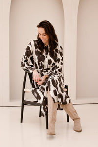 MSCHKaralie Jusia Shirt Dress Licorice Leo - Bij Keesje - MSCH Copenhagen