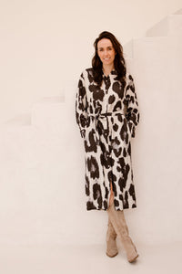 MSCHKaralie Jusia Shirt Dress Licorice Leo - Bij Keesje - MSCH Copenhagen