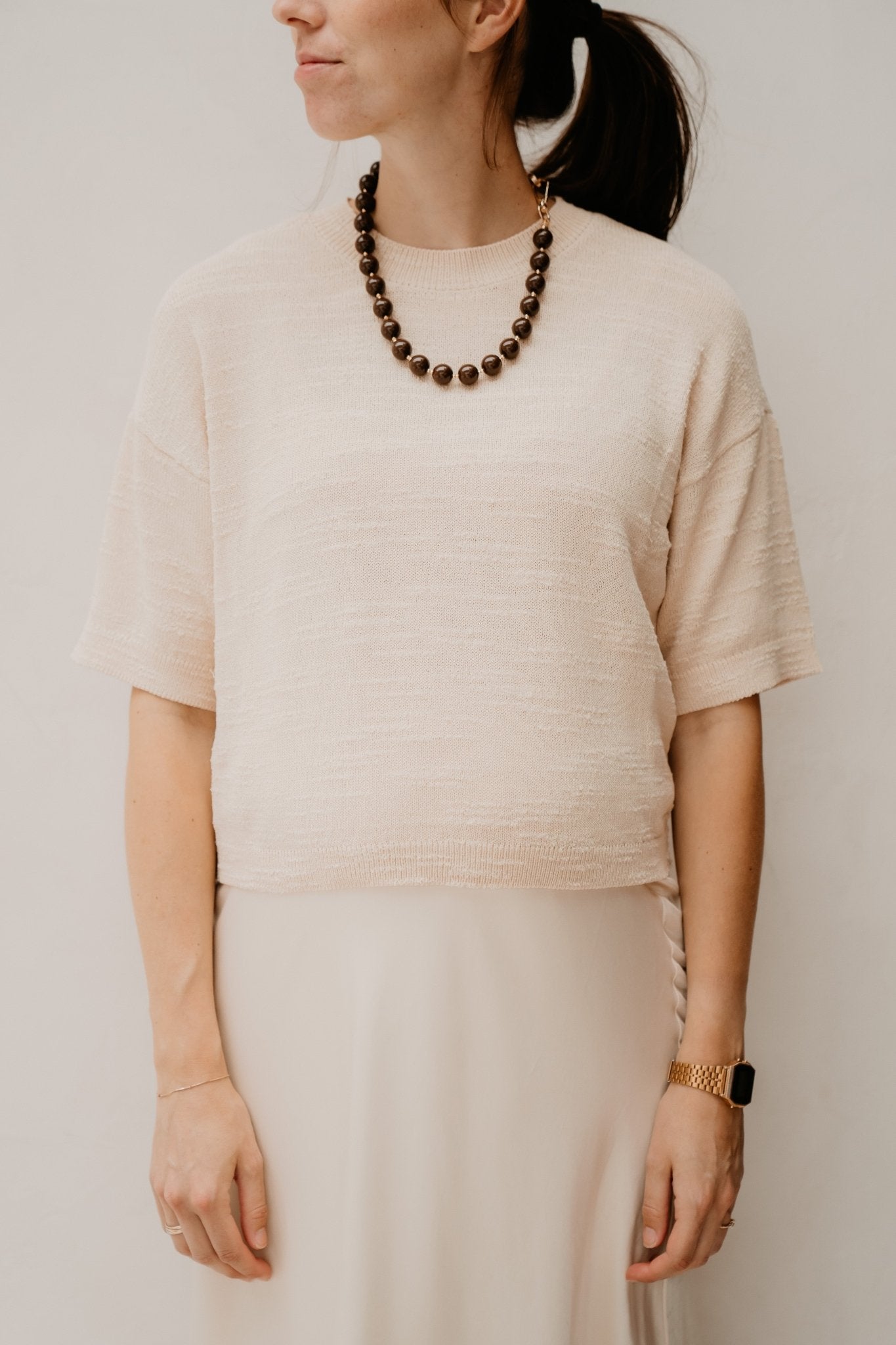 MschLauralynn 2/4 Pullover Bleached Sand - Bij Keesje - MSCH Copenhagen - top