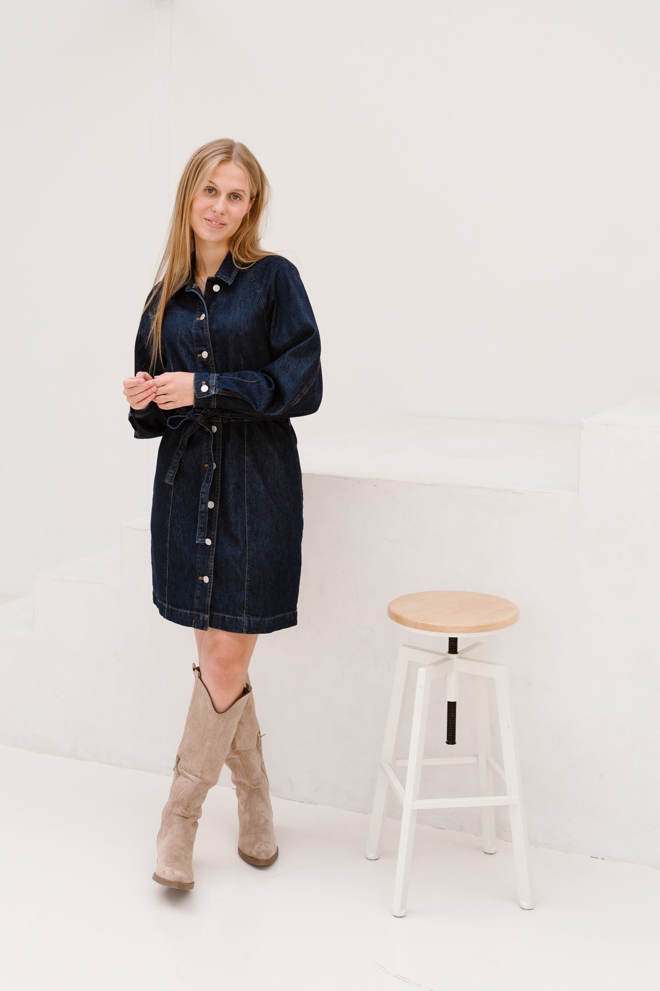 MSCHSana L/S Denim Shirt Dress Dark Blue Wash - Bij Keesje - MSCH Copenhagen - Jurk