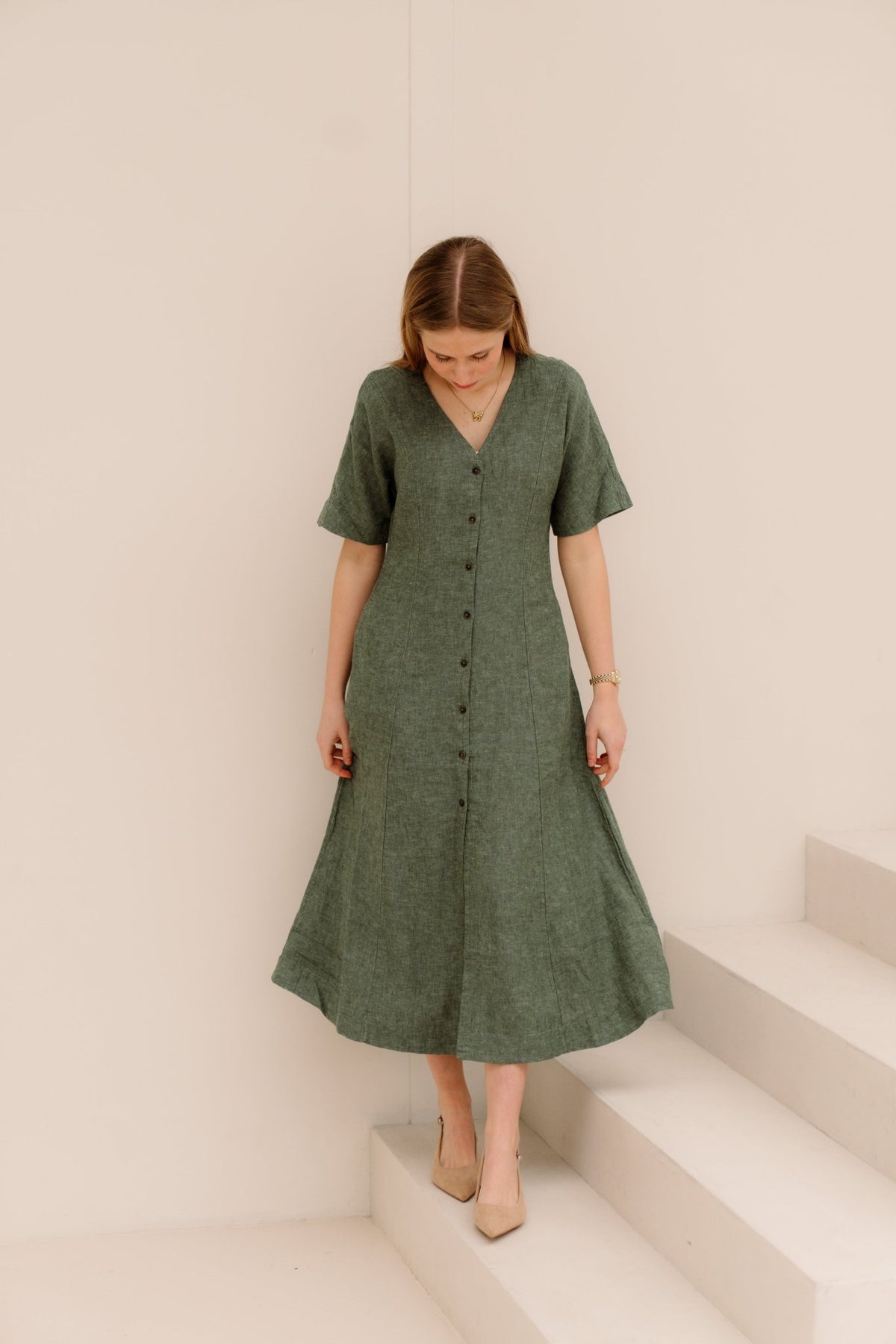 MSCHViana Ginia 2/4 Dress Laurel W Mel - Bij Keesje - MSCH Copenhagen - Jurk