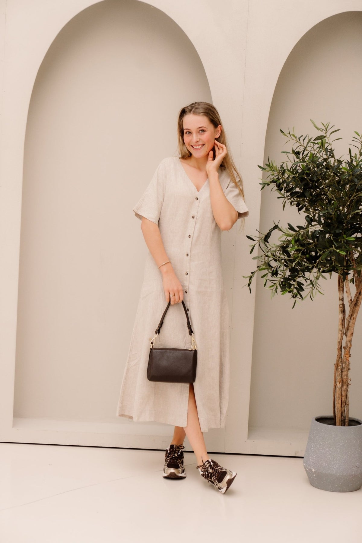 MSCHViana Ginia 2/4 Dress Sand Melange - Bij Keesje - MSCH Copenhagen - Jurk