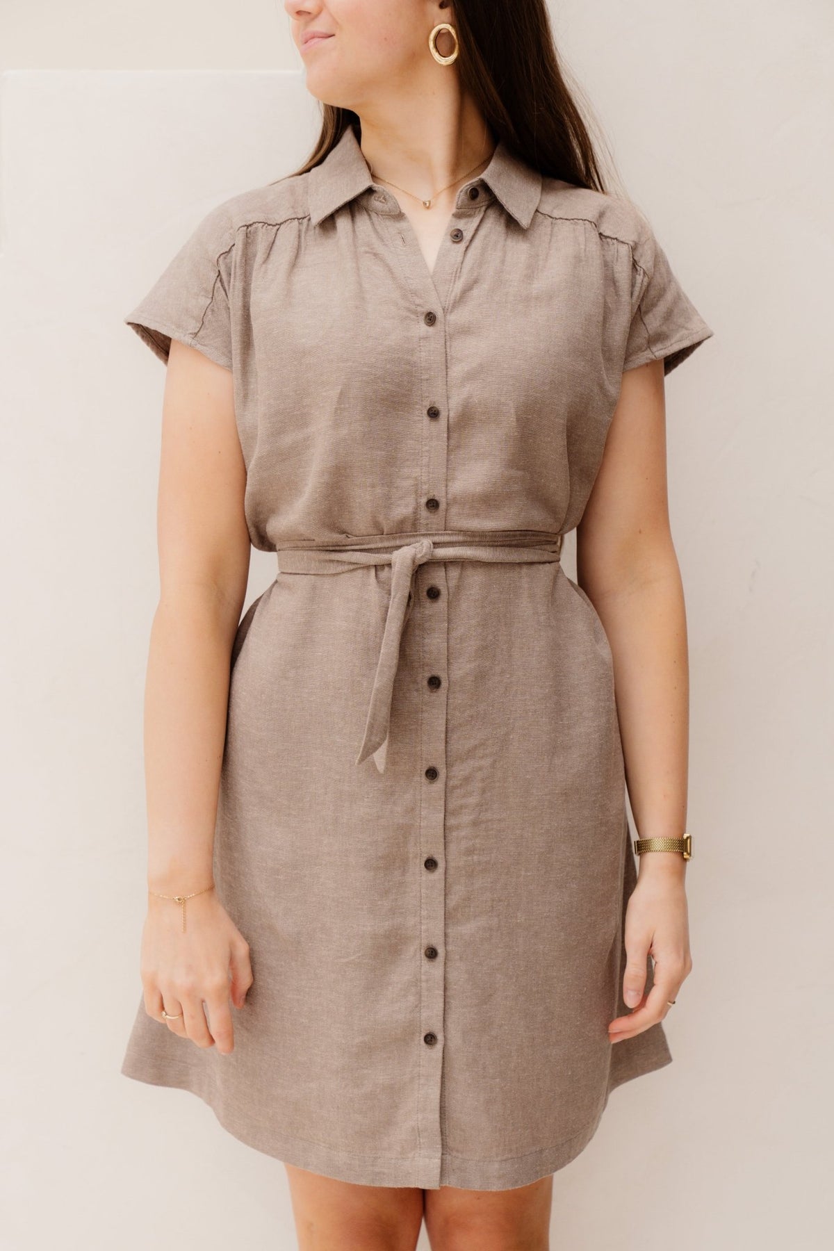 MSCHViana Ginia SS Shirt Dress Mount trail Mel - Bij Keesje - MSCH Copenhagen - Jurk