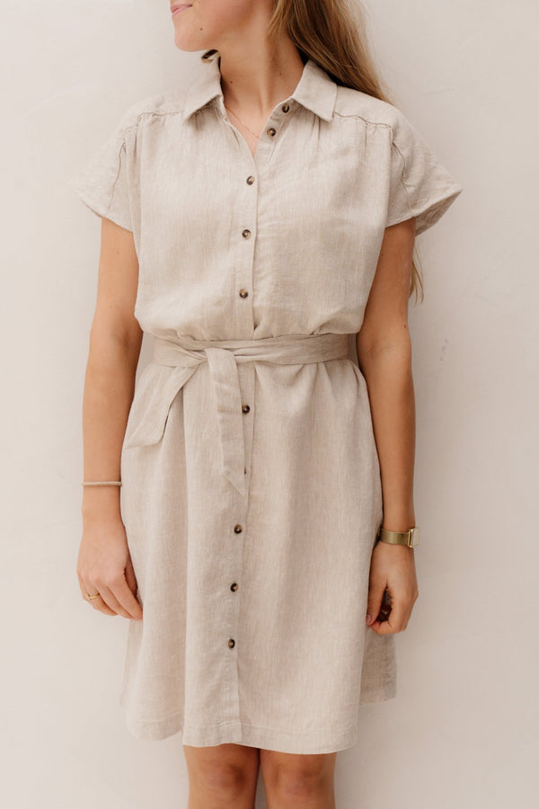 MSCHViana Ginia SS Shirt Dress Sand Melange - Bij Keesje - MSCH Copenhagen - Jurk