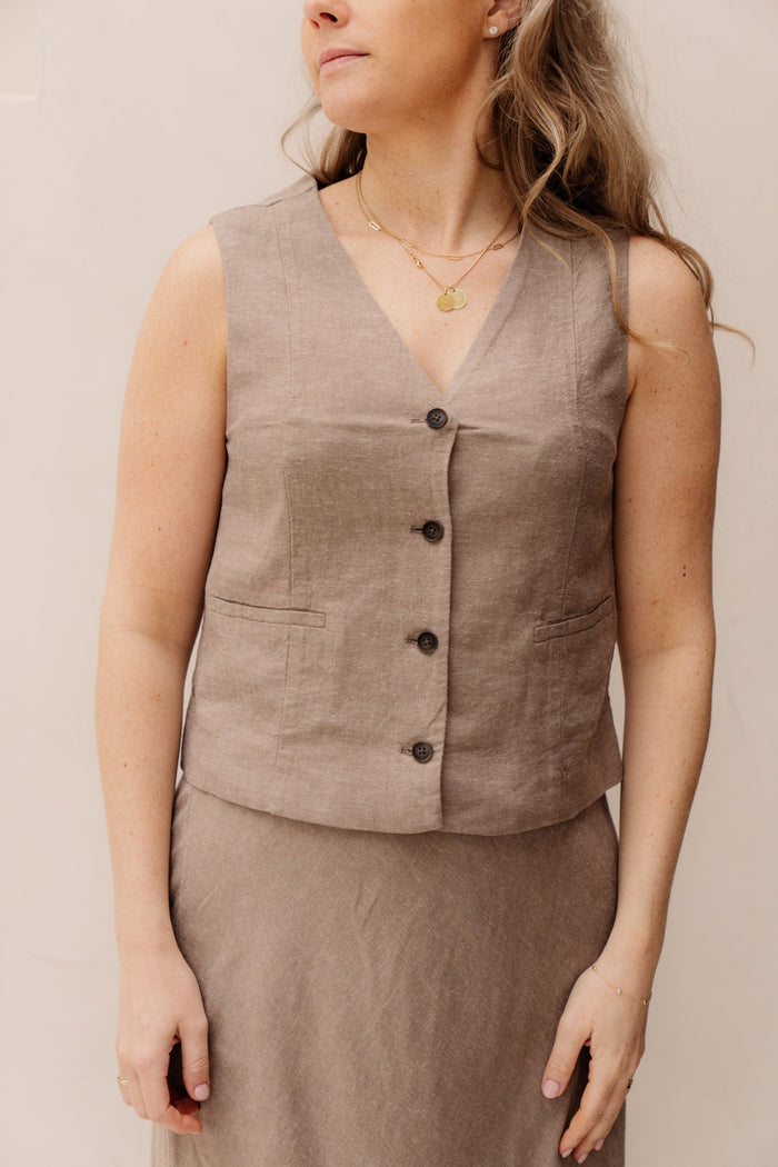 MSCHViana Ginia V Neck Waistcoat Mountain T Mel - Bij Keesje - MSCH Copenhagen - Gilet