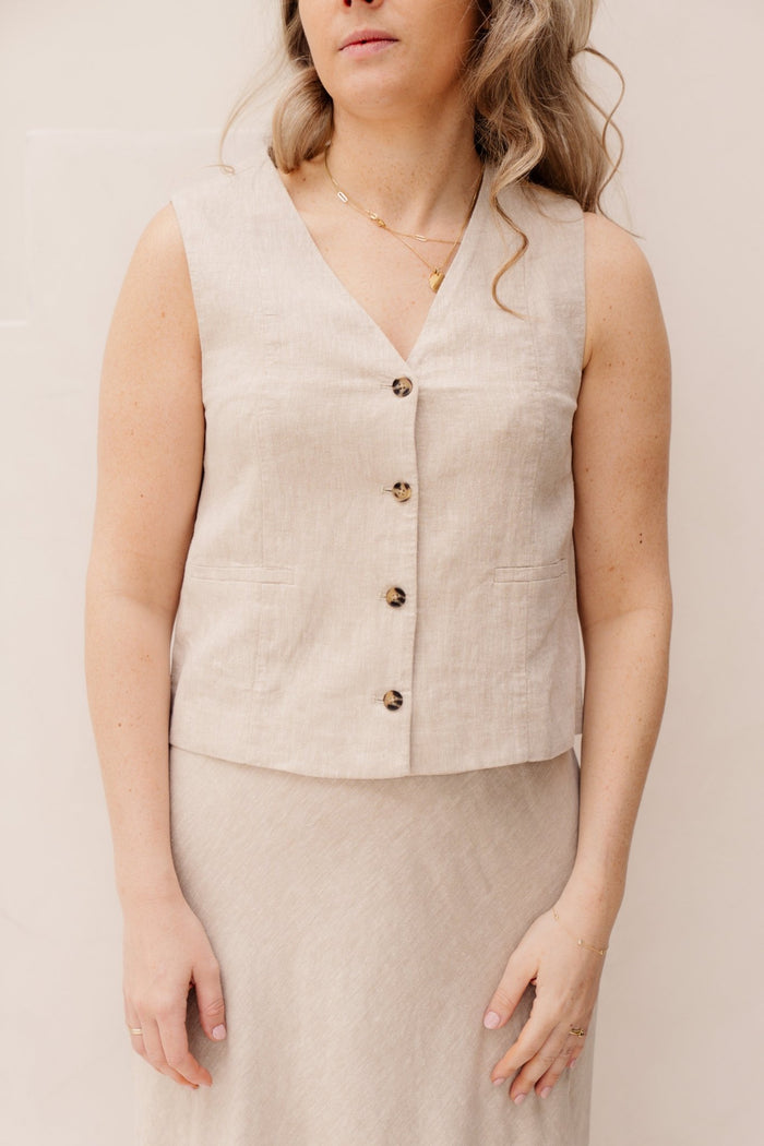 MSCHViana Ginia V Neck Waistcoat Sand Melange - Bij Keesje - MSCH Copenhagen - Gilet