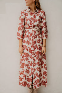 MSCHVildana 3/4 Shirt Dress Rhubarb Flower - Bij Keesje - MSCH Copenhagen - Jurk