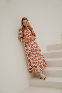 MSCHVildana 3/4 Shirt Dress Rhubarb Flower - Bij Keesje - MSCH Copenhagen - Jurk
