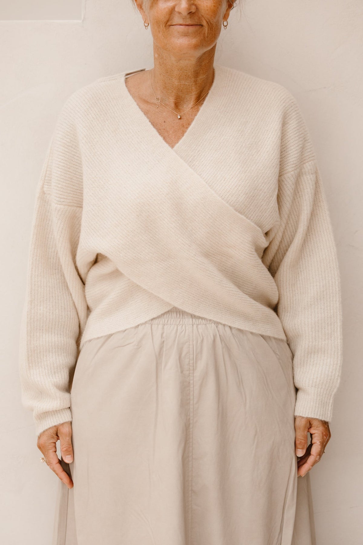 MschZinelle hope wrap pullover fog melange - Bij Keesje - MSCH Copenhagen
