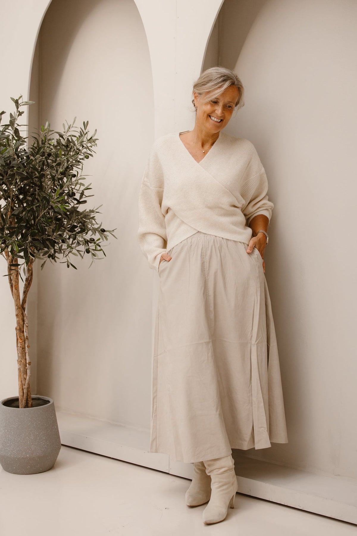 MschZinelle hope wrap pullover fog melange - Bij Keesje - MSCH Copenhagen