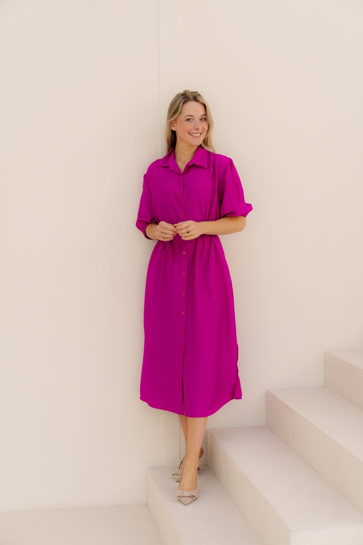 Myrna dress magenta - Bij Keesje - Bij Keesje - Jurk