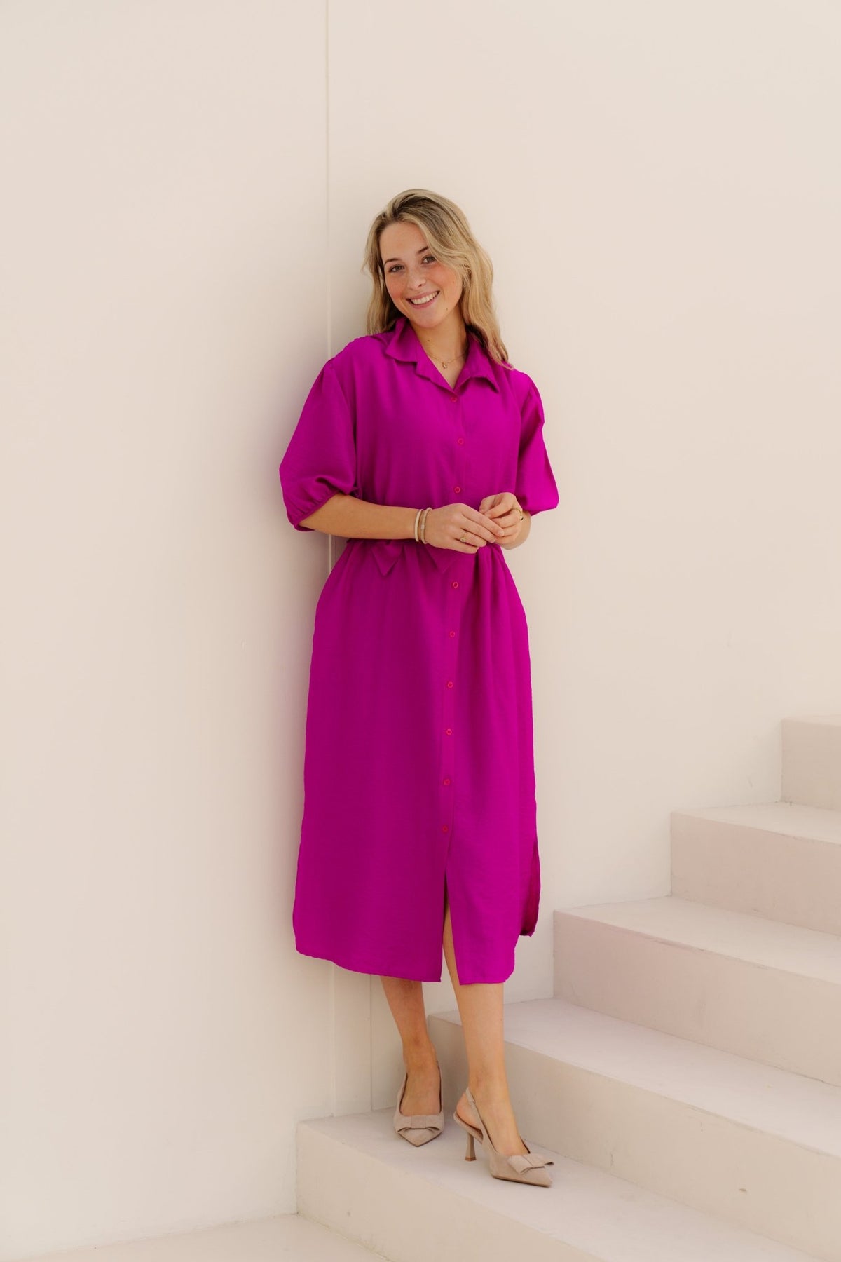 Myrna dress magenta - Bij Keesje - Bij Keesje - Jurk