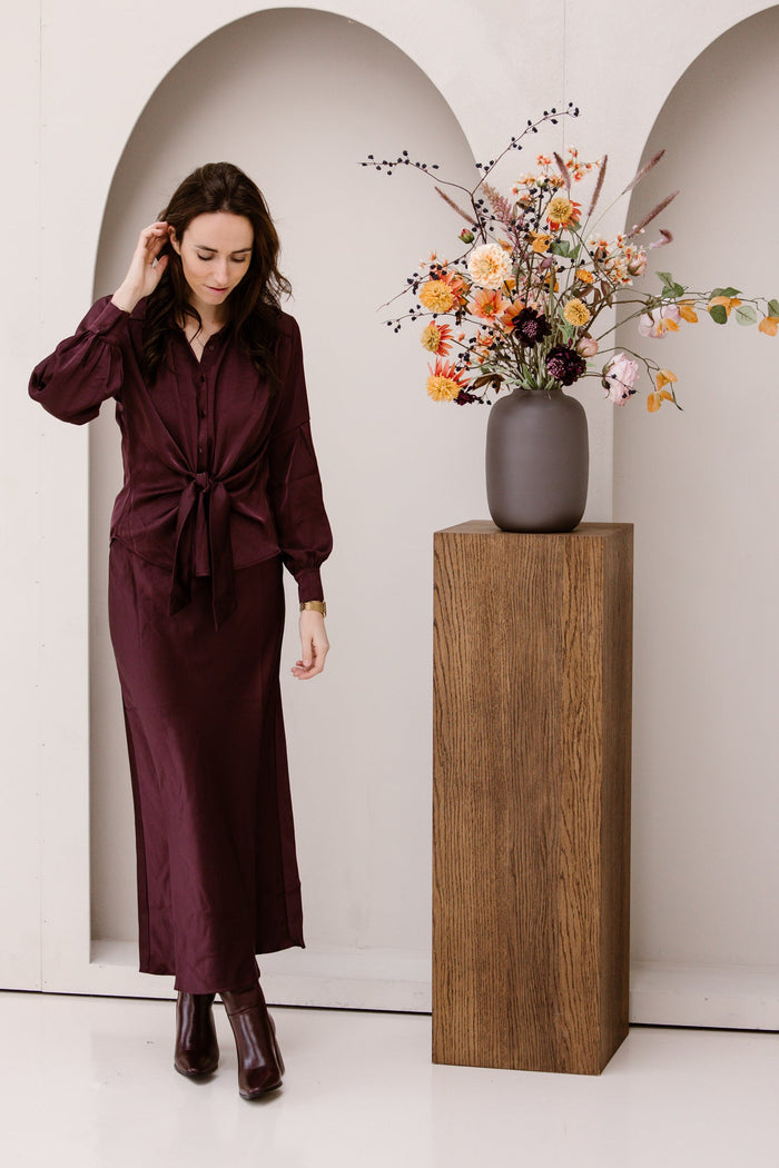 Naja Satin Shirt Burgundy - Bij Keesje - Neo Noir