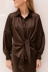 Naja satin shirt dark brown