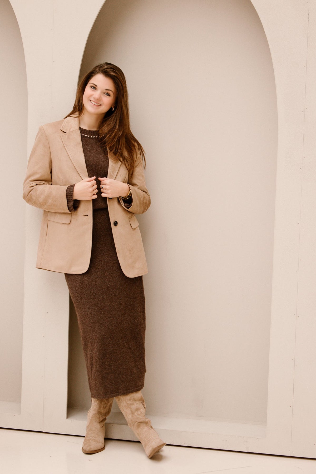 Namy Imitated Suede Blazer Sand - Bij Keesje - Neo Noir