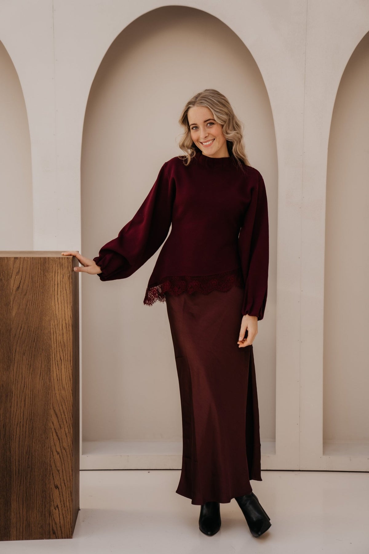 Natanja lace top bordeaux - Bij Keesje - Bij Keesje - Top
