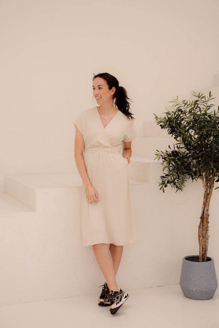 Nava midi jurk beige - Bij Keesje - Bij Keesje - Jurk