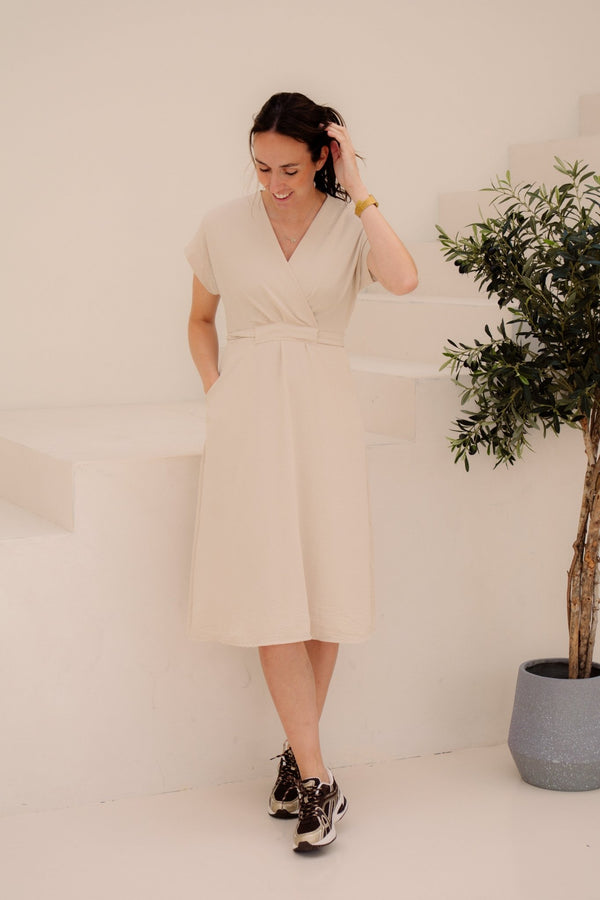 Nava midi jurk beige - Bij Keesje - Bij Keesje - Jurk