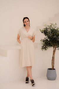 Nava midi jurk beige - Bij Keesje - Bij Keesje - Jurk