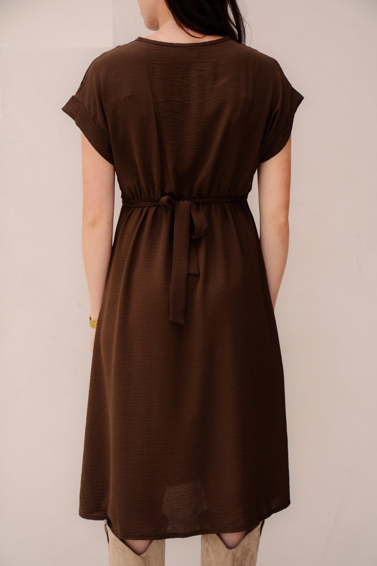 Nava midi jurk bruin - Bij Keesje - Bij Keesje - Jurk