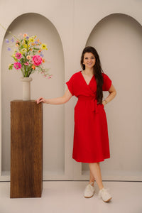 Nava midi jurk rood - Bij Keesje - Bij Keesje - Jurk