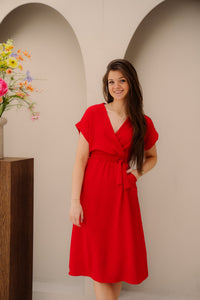 Nava midi jurk rood - Bij Keesje - Bij Keesje - Jurk