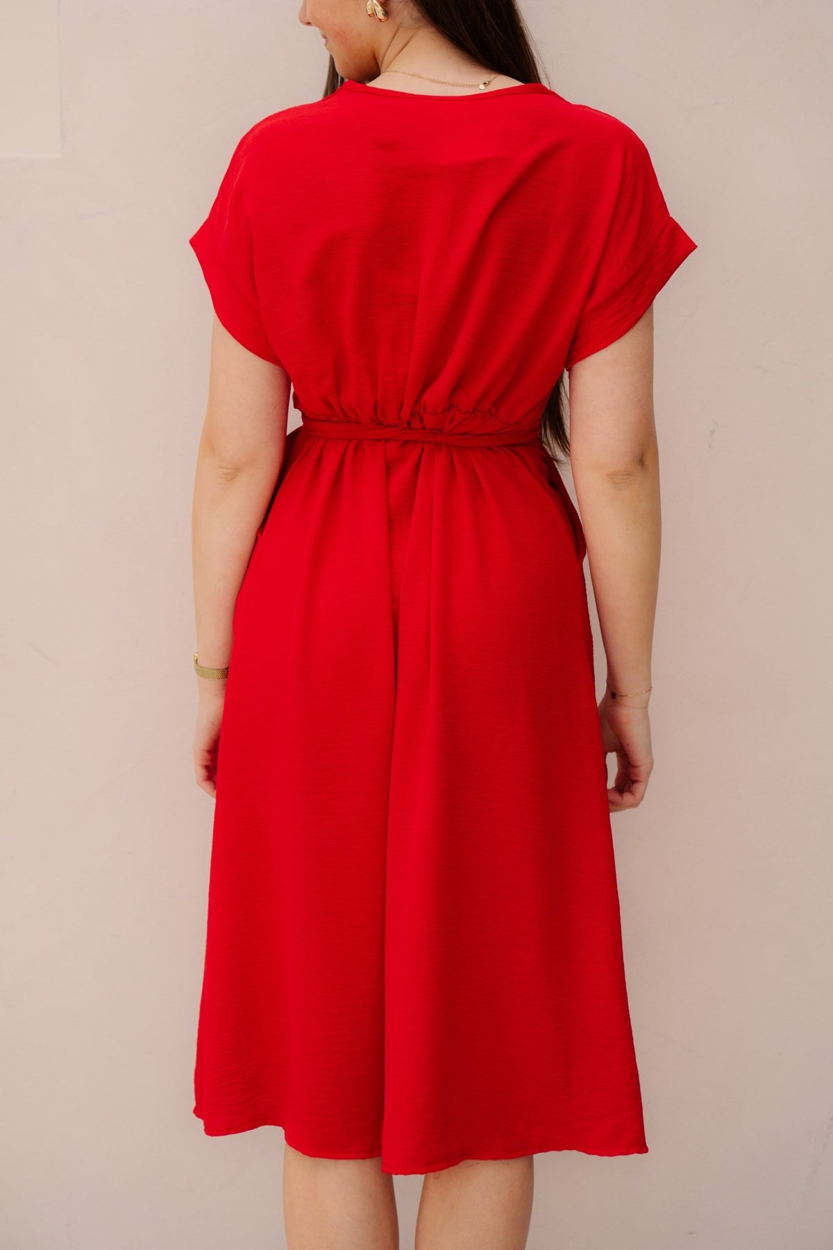 Nava midi jurk rood - Bij Keesje - Bij Keesje - Jurk