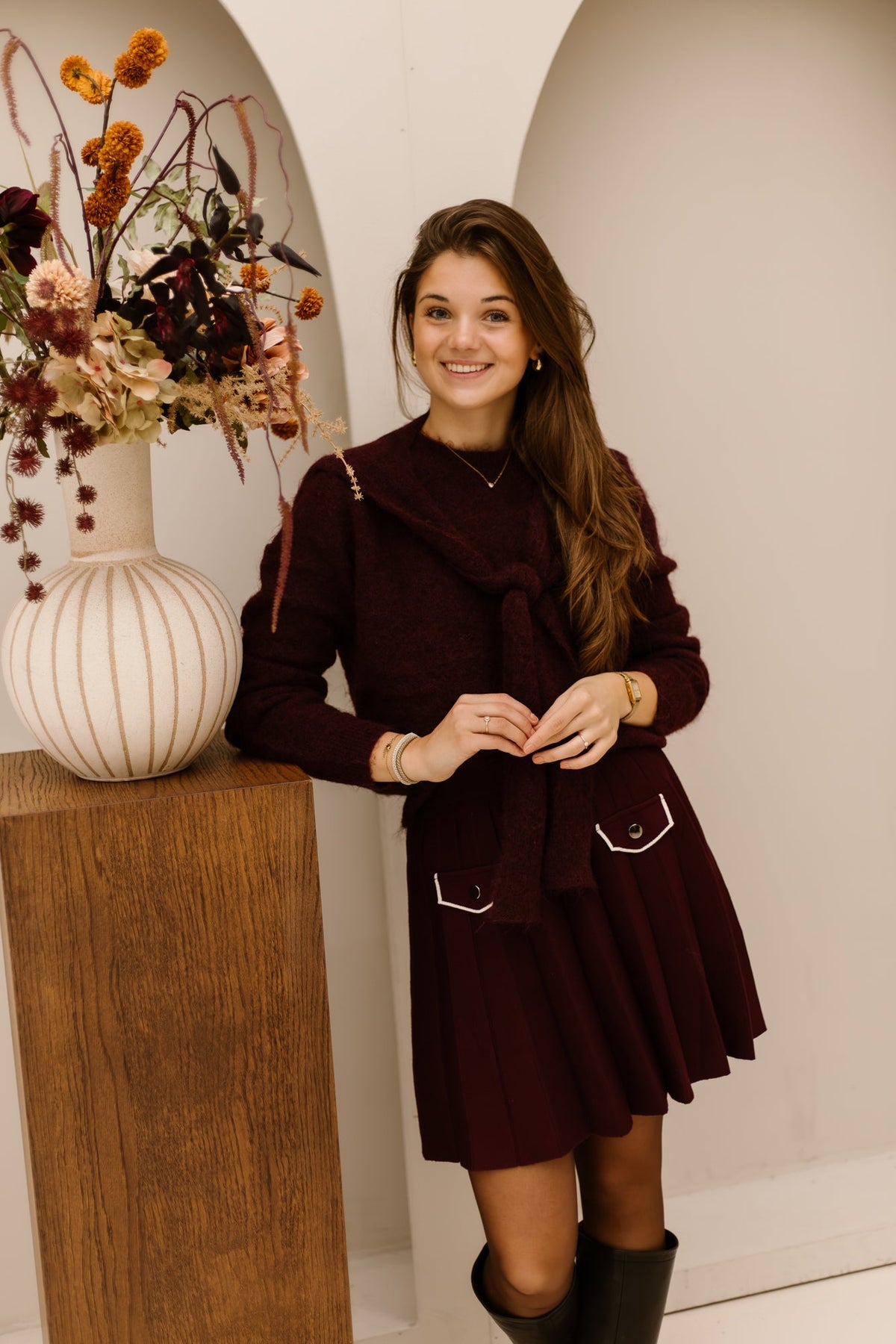 Nelina Pleat skirt bordeaux - Bij Keesje - Bij Keesje - Rok