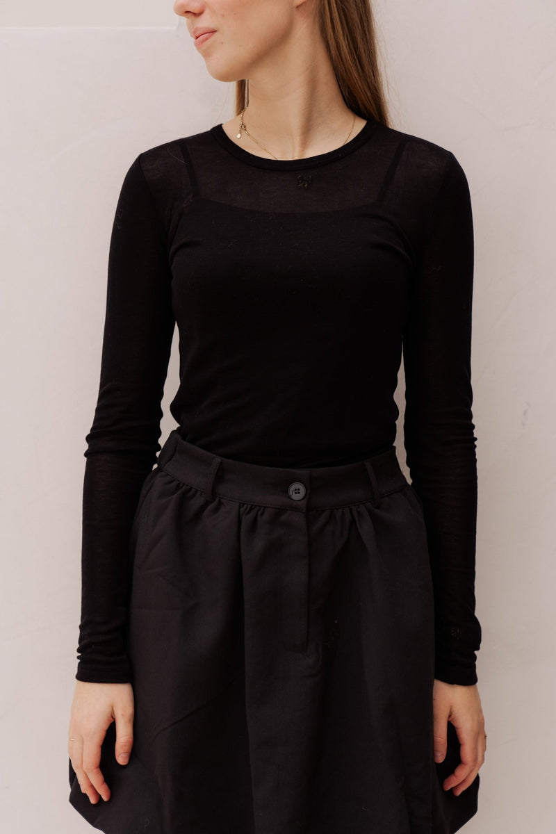 Nella fine rib blouse black - Bij Keesje - Neo Noir