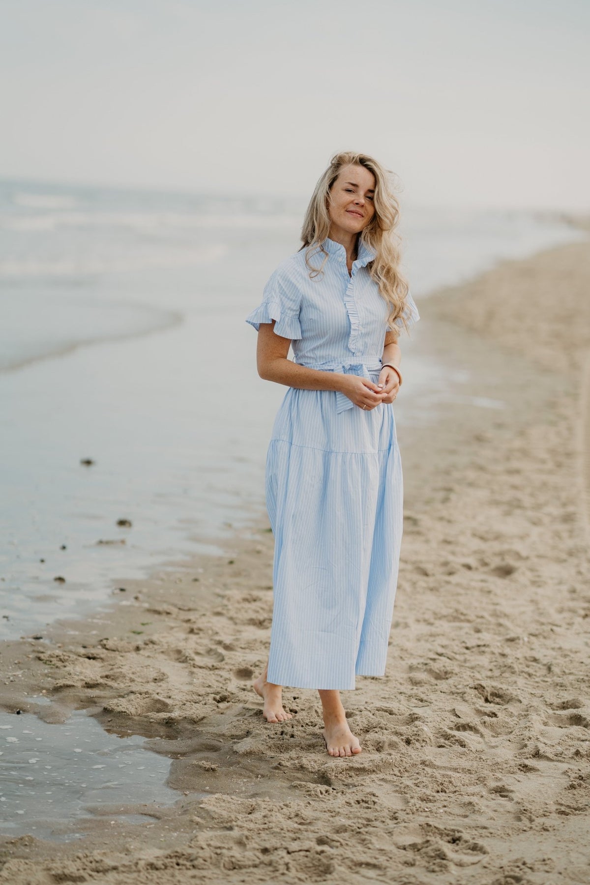 Nellie Soft Stripe Dress Light Blue - Bij Keesje - Neo Noir - Jurk
